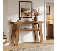 TRIBEWOOD Table Console en Bois Massif, 120 x 30 x 80 cm, Console étroite de Style Champêtre avec 2 étagères, pour Un Couloir, Derrière Un Canapé, dans Un Salon ou Une Entrée, Montage Facile