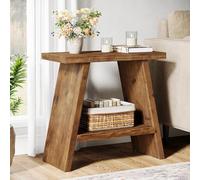 TRIBEWOOD Table d’appoint Bout de canapé latérale pour canapé, Table Bout de canapé de Salon de Style campagnard Rustique, avec Rangement à 2 Niveaux, Table de Chevet étroite Marron, 60 x 30 x 60 cm