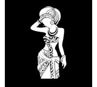 Tribu africaine Femme noire africaine Boho Afrique Stickers artistiques en vinyle 42x85cm N'abîme pas le mur Blanc