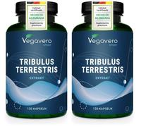 Tribulus Terrestris 10800 mg | DOSAGE ÉLEVÉ + 90% Saponines | Musculation, Énergie, Endurance | 120 Gélules | Sans Additifs et 100% NATUREL | VEGAN | Vegavero® (Lot de 2)