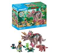 Playmobil | Dinos | Triceratops avec Une bébé | Jeu de Dinosaures | Figurines d’Animaux | Jouet d’Aventure | pour Enfants de 4 Ans et Plus | 71821