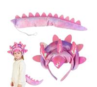 Triceratops Ensemble serre-tête et queue de dinosaure pour enfants | Ensemble bandeau et queue de tricératops pour bal masqué - Accessoires de costume pour enfants pour Halloween