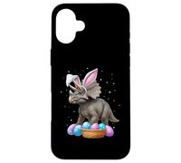 Triceratops Instrument de Dinosaure Œufs de Lapin Oreilles de Lapin Mignon Coque pour iPhone 16 Plus