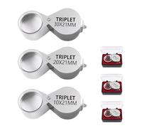 Trichome Loupe de bijoutier, loupe de poche, lot de 3 loupes avec grossissement 10x, 20x et 30x, idéale pour bijoutiers, horlogers, collectionneurs de pierres précieuses et de pièces, vérification