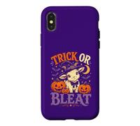 Trick Or Bleat Chapeau de sorcière Amusant Chèvre Halloween Citrouilles Coque pour iPhone X/XS