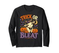 Trick Or Bleat Chapeau de sorcière Amusant Chèvre Halloween Citrouilles Manche Longue