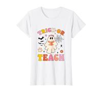 Trick Or Teach Groovy Halloween fantôme Floral Enseignant Vie T-Shirt Graphique avec Valeur