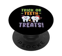 Trick Or Teeth Treats Dentisterie Dentaire Halloween PopSockets PopGrip Adhésif