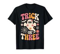 Trick Or Three, 3 Ans, Anniversaire, Groovy Ghost Halloween T-Shirt