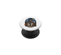 Trick Or Treat Cute Halloween Ours Haunted House Graphic PopSockets PopGrip Adhésif