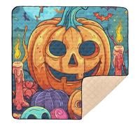 Trick Or Treat Halloween Citrouilles Crânes Bougies Bonbons Grand tapis de jeu robuste pour bébé Tapis de jeu léger pour bébé Tapis d'éveil pour bébés enfants tout-petits nourrissons 127 x 127 cm