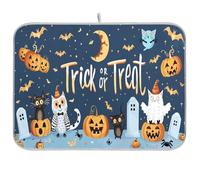 Trick Or Treat Tapis de vaisselle d'Halloween pour comptoir de cuisine égouttoir à vaisselle mat Tapis de séchage extra large 45,7 x 61 cm