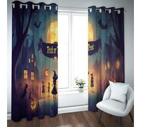 Trick Or Treat Thème Chambre Rideaux occultants Vintage Gothique Sombre Academia Halloween Traitement de fenêtre insonorisé pour la Maison 2X B168 x H160 cm
