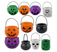 Trick Treat Pumpkin - Candy Eack | Ensemble de | Sacs de fête Seau à Bonbons | | Mini seaux à pour, Porte-seaux à Bonbons avec poignées, Mini Pots sucrés Décorations