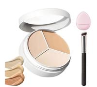 Tricolor Concealer,Tri Color Face Makeup Concealers With Brush,3-In-1 Full Coverage Color Correcting Cream,Mini Portable Tricolor Concealer Pot,For Mature Light Medium Skin (1pcs, Same size)