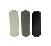 Tricot Cafè - Fond de Sac au Crochet en Cuir et Faux Cuir Idéal pour créer Un Sac au Crochet Fait Main avec Un Ruban au Crochet 30x10cm Gris Lisse 3pcs