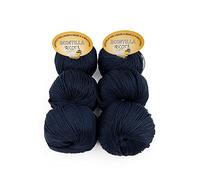 Tricot Cafè - Scintilla - Pelote de fil en pur coton doux pour crochet, supermercerisé, anti-boulochage, gazé, extra brillant - Aiguilles/crochet: 3,50/4,50-6 Piéces - Bleu nuit 17-300 g