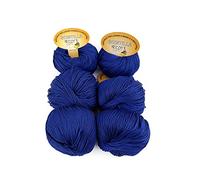 Tricot Cafè - Scintilla - Pelote de fil en pur coton doux pour crochet, supermercerisé, anti-boulochage, gazé, extra brillant - Aiguilles/crochet: 3,50/4,50-6 Piéces - Blue 287-300 g