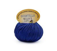 Tricot Cafè - Scintilla - Pelote de fil en pur coton doux pour crochet, supermercerisé, anti-boulochage, gazé, extra brillant - Aiguilles/crochet: 3,50/4,50-1 Piéce - Blue 287-50 g