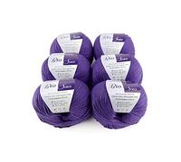 TRICOT CAFE' Woolove - Bio Soia - Pelote de fil mélangé coton et soja, très douce, respirante et brillante, fibres naturelles végétales, idéales pour les crochets:3.00/3.50, 6 pce, pervenche 148, 300g