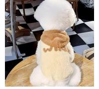 Tricot chaud pour chien mignon avec nœud papillon en tissu écossais - Manteau d'hiver doux en peluche pour chat (caramel, taille XS (0,5 à 1 kg)