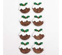 Tricot Créations Autocollant Paillettes Artisanal en Forme de Christmas Pudding x 8 - Scrapbooking Déco Noël