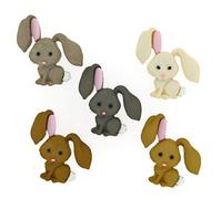 Tricot Créations Boutons Dress It Up : Hop Hop - Lapin Boutons 3D pour Décoration Mercerie Couture Album Scrapbooking et Décoration Gâteaux