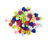 Tricot Créations Boutons Forme Coeur en Résine Givré 12mm Couleurs Mixte 2 Trous - Lot de 25