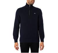 GANT Fermeture éclair en Coton décontracté Sweater, Bleu Nuit, L Homme