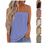 Tricot Haut Femme Printemps Été Près du Corps - Top Dos Nu Femme Y2K Hauts Grande Taille sans Bretelles Summer Tops Bralette Blouse Chic Et Élégant en Coton Et Lin Tee Shirt Ajourée Debardeur