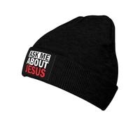 Tricoté Bonnet Demandez-Moi à Propos de Jésus Christianisme Religieux Doux Chapeau d'hiver Tricoté Unisexe Bonnets en Tricot pour Cyclisme Ski Adultes