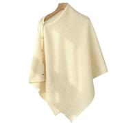 Tricoté Châle écharpe Bouton Solide Hiver Femmes Poncho écharpe Rectangle Tricoté Châle S’enroule, Beige, A