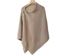 Tricoté Châle écharpe Bouton Solide Hiver Femmes Poncho écharpe Rectangle Tricoté Châle S’enroule, Brown, A