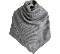 Tricoté Châle écharpe Bouton Solide Hiver Femmes Poncho écharpe Rectangle Tricoté Châle S’enroule, Grey, A