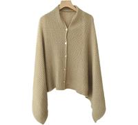 Tricoté Châle écharpe Bouton Solide Hiver Femmes Poncho écharpe Rectangle Tricoté Châle S’enroule, Khaki, A