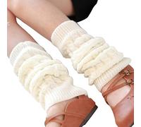Tricoté Hiver Chaud Jambières Bottes Poignets Topper Genouillère Genouillères Genouillères pour Femmes Dame Filles Meilleur (Blanc)