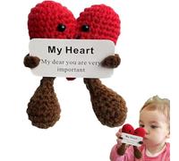 tricotée avec Carte de câlin Coeur, étreinte de Poche au Crochet | Affirmation du Soutien émotionnel Cadeau en Peluche drôle, Mignonne au Crochet Mini Coeur