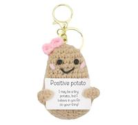 tricotée avec pommes de terre, porte-clés avec message positif - Porte-clés avec petites pommes de terre | Pendentif porte-clés tricoté pour sac à dos drôle pour sacs fourre-tout pour