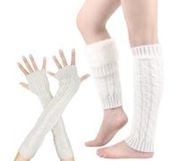 Tricotées Guetre Femme,Manchons Tricotés Chauds,Y2K Leg Warmers Pour Gothic Lolita Bottes, Accessoires De Patinage Ballet Yoga Fête Des Années 80 Gants Longs En Tricot Avec Trous (Blanc 2)