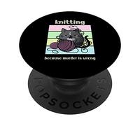 Tricoter Parce Que Le Meurtre, C'est Mal. Cosy Mystery Lover PopSockets PopGrip Adhésif