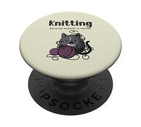 Tricoter Parce Que Le Meurtre est Une Erreur, Un Chat Douillet Qui Aime Le Crime PopSockets PopGrip Adhésif
