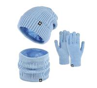 Tricotés Ensemble d'hiver Bonnet Écharpe Gants Chauffant Bonnet Tricot Écharpe avec Gants Épais Foulards Cache-Cou Laine Mitaine Ski Outdoor Femme Chapeau Pompon
