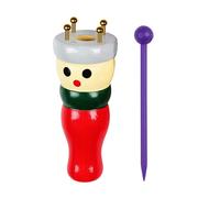 Tricotin En Bois De Couleur Rouge , Vert Et Gris Personnage Rigolo