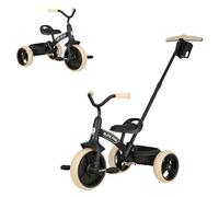 Tricycle 2 en 1 pour enfants de 2 à 6 ans avec poignées réglables et amovibles, vélo de poussée avec panier de rangement pour jouets pour garçons et filles (noir)