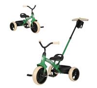 Tricycle 2 en 1 pour enfants de 2 à 6 ans avec poignées réglables et amovibles, vélo de poussée avec panier de rangement pour jouets pour garçons et filles (vert)