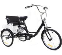 tricycle 20 pouces Pour Adultes Noir Tricycle Adulte Avec Siège Enfant Vélo Seniors Single Vitesse 3 roues Vélo Cadeau
