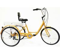tricycle 24 pouces 6 vitesses avec panier Vélo de ville pour adultes (jaune)