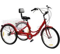 tricycle 24 pouces pour adultes 7 vitesses Vélo pour seniors Vélo pliable avec panier à provisions Avec lumière LED