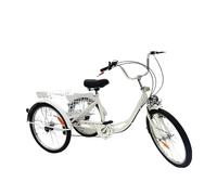 Tricycle 24 Pouces pour Adultes avec Panier à provisions Loisirs Shopping Sport vélo à Trois Roues Senior Tricycle 6 Vitesses Tricycle Panier lumière réglable