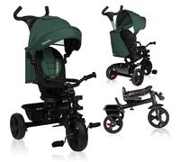 LIONELO Haari - Tricycle bébé évolutif - Jusqu'à 25 Kg - Siège réversible - Grand Panier Sac - Porte-gobelet - Roue Libre - Vert
